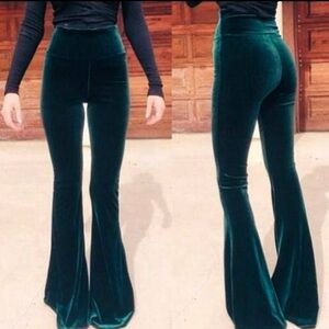 green velvet bell bottoms ~ flare pants